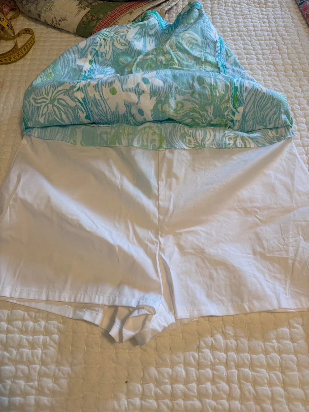 Lily Pultizer Womens Floral Mini Skort in Teal and White